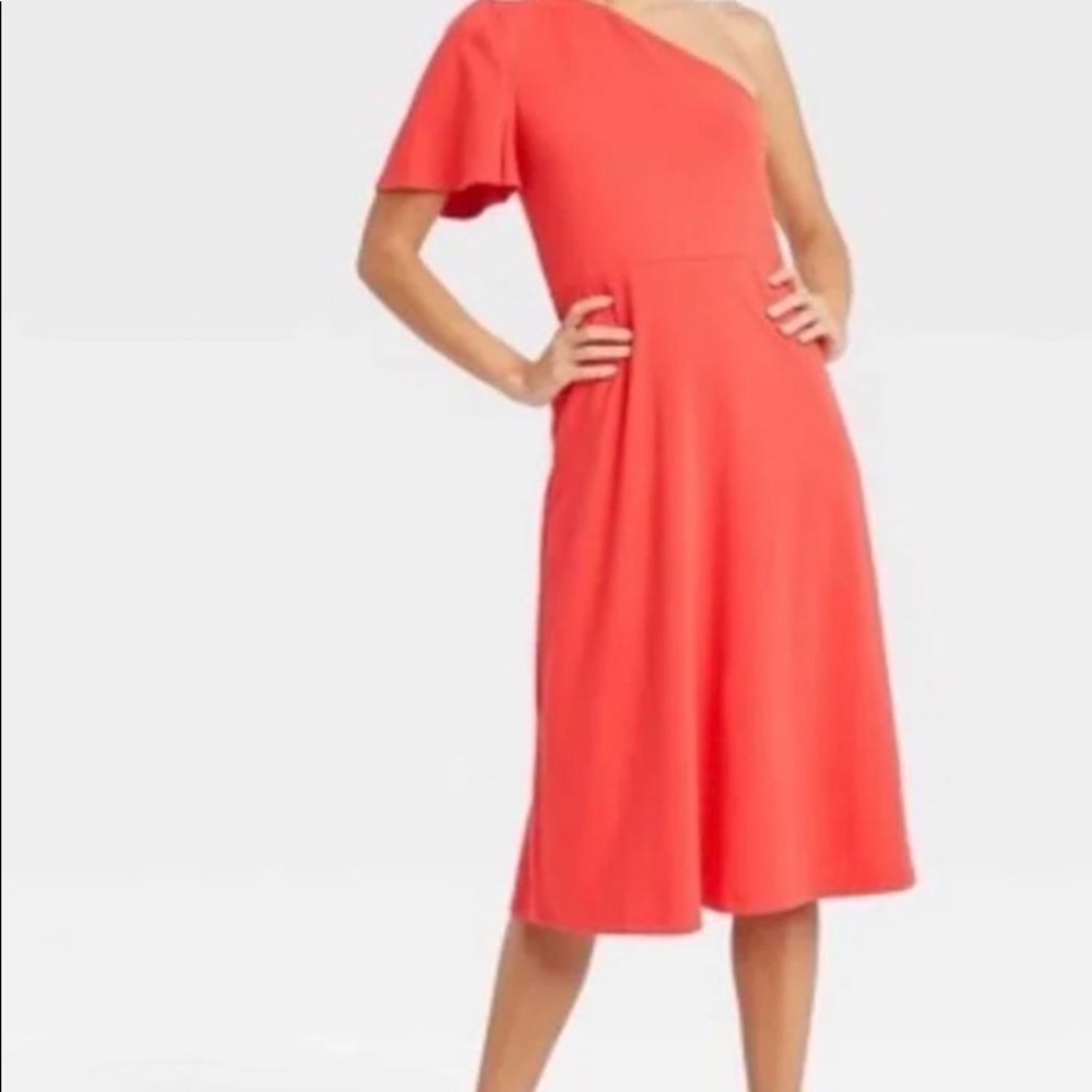 Who what wear orange one shoulder dress new